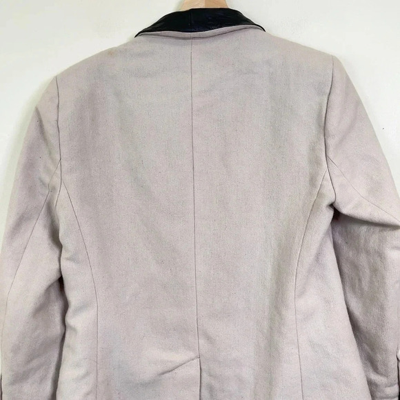 W118 WALTER BAKER | WOOL BLEND FAUX LEATHER TRIM SHAWL COLLAR BLAZER - Picture 11 of 15